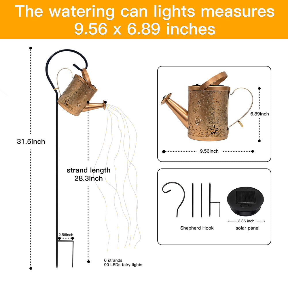 Solar Watering Can Waterfall Lights