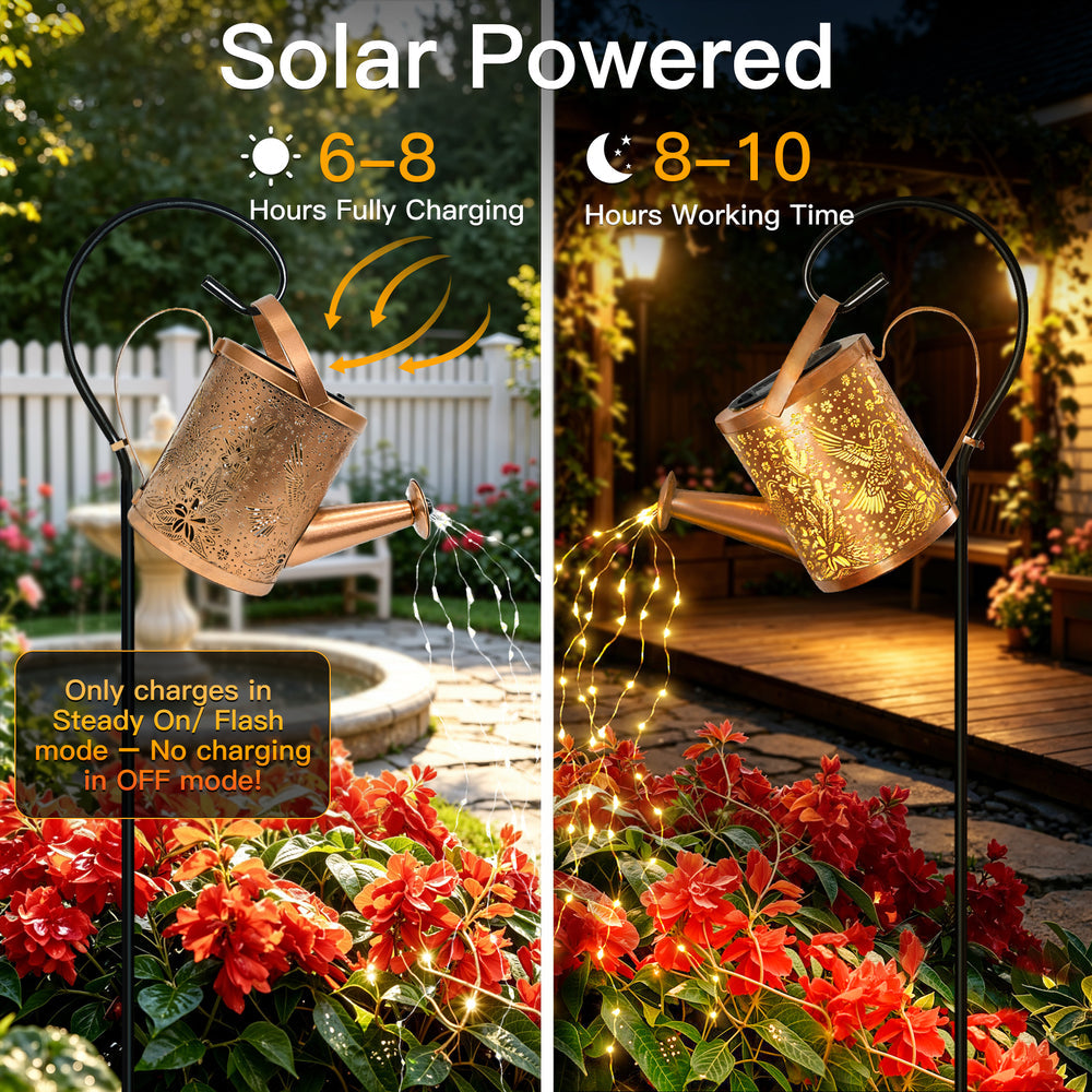 Solar Watering Can Waterfall Lights