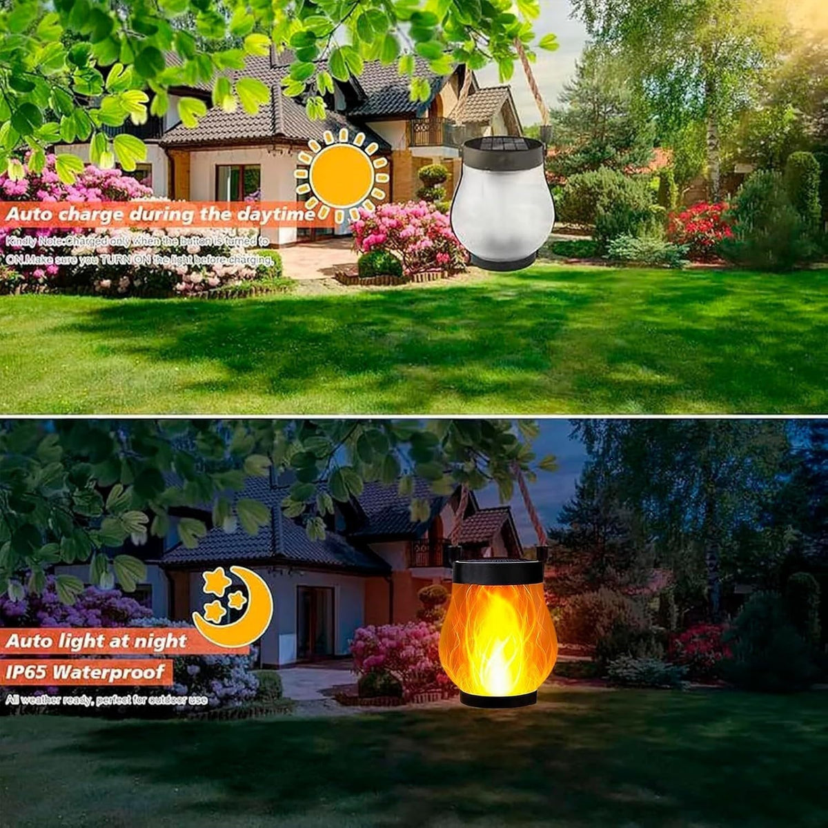 Solar Flame Motion Sensor Lantern