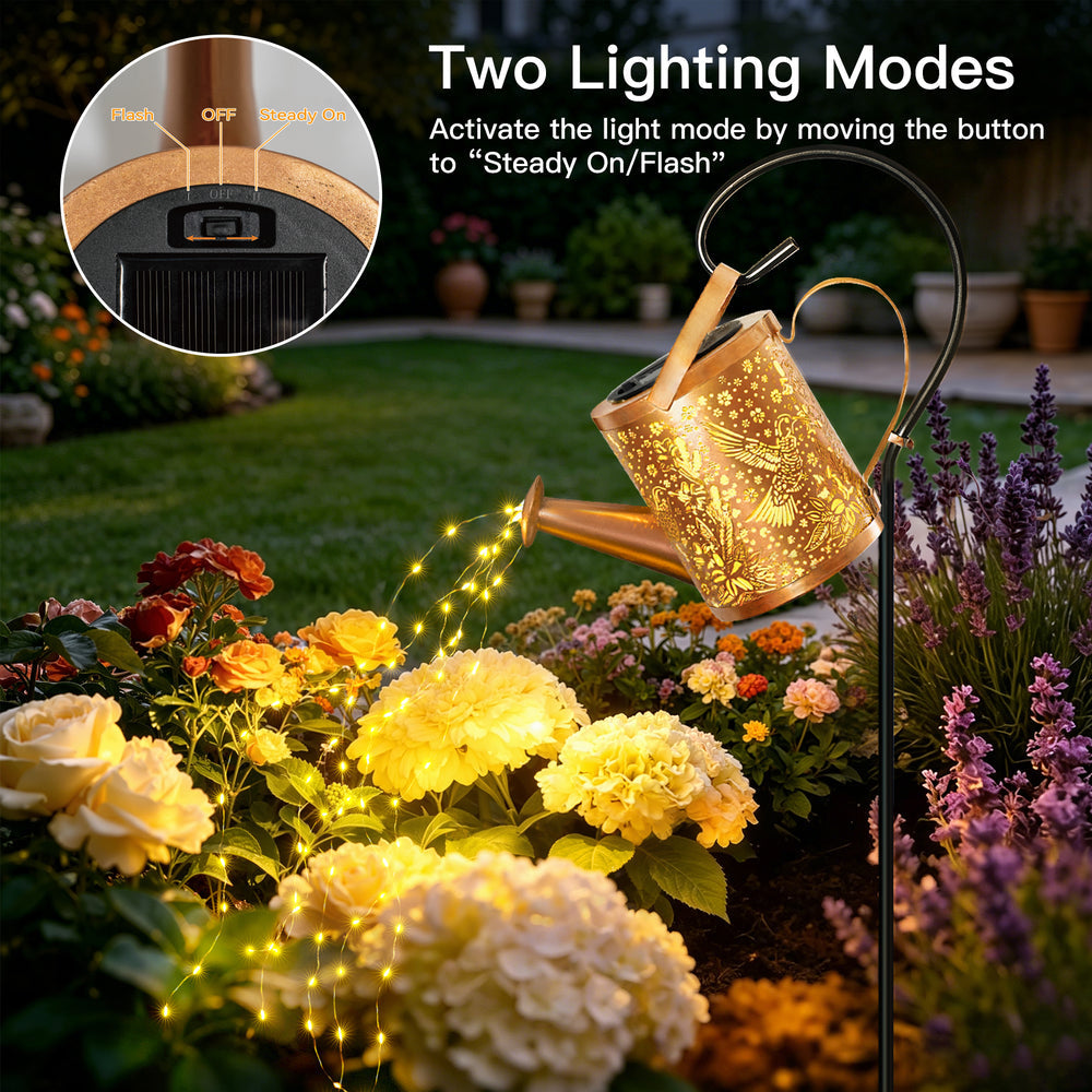 Solar Watering Can Waterfall Lights