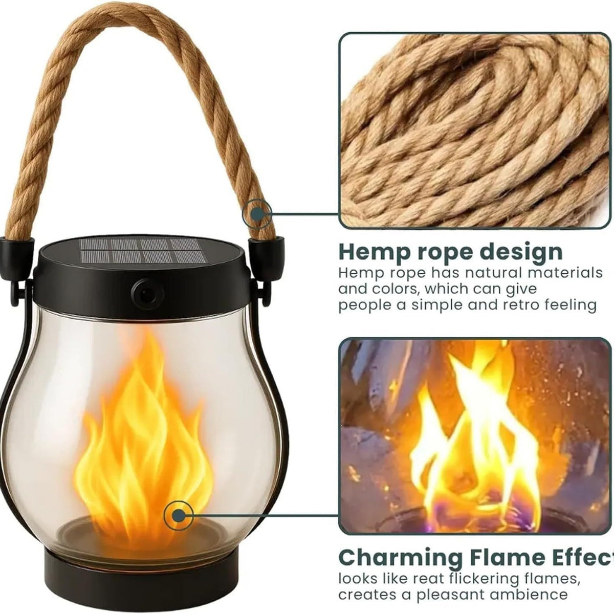 Solar Flame Motion Sensor Lantern