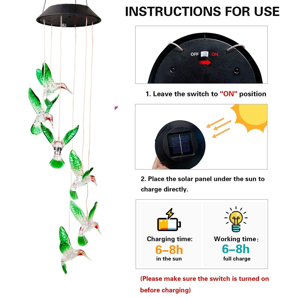Solar Hummingbird Wind Chimes