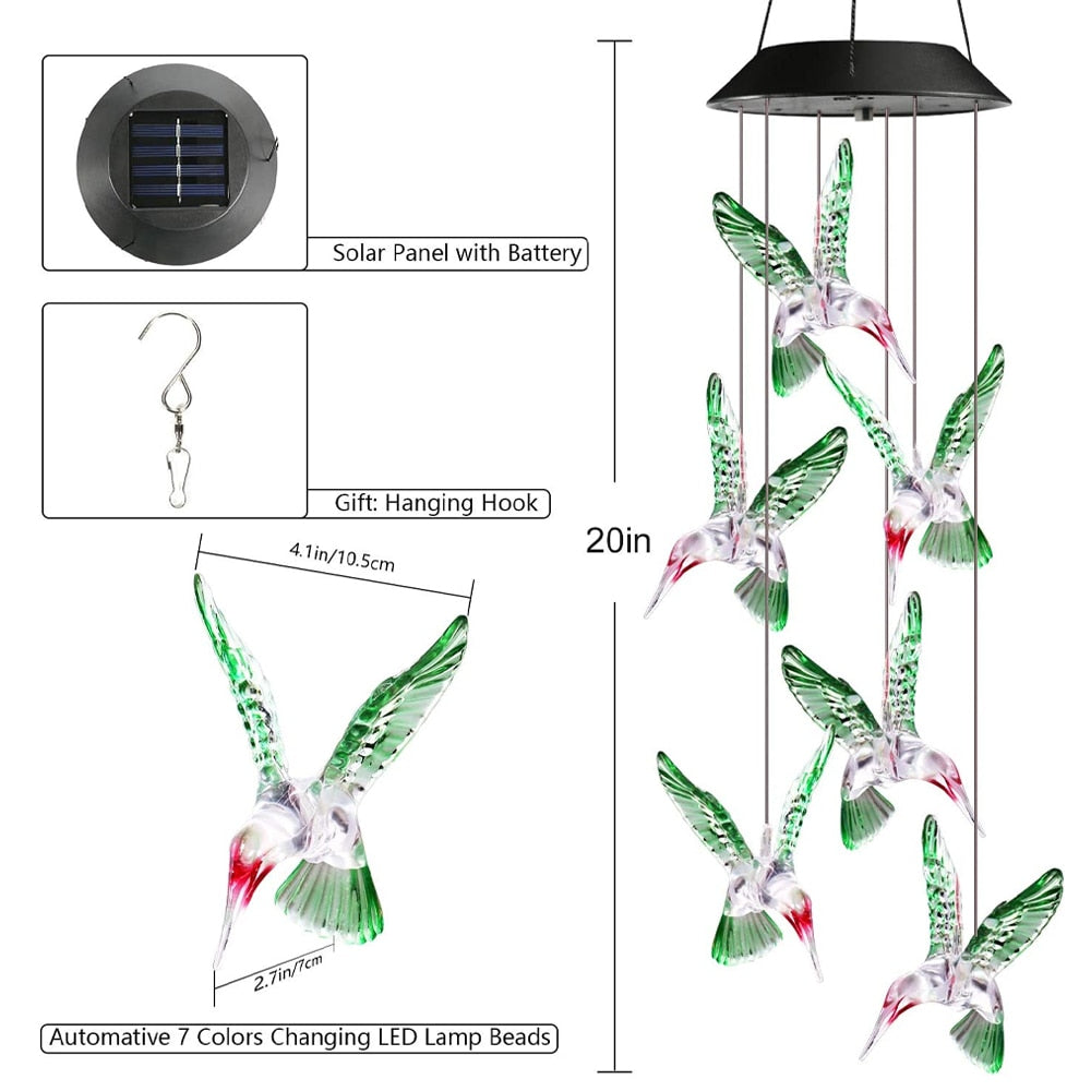 Solar Hummingbird Wind Chimes
