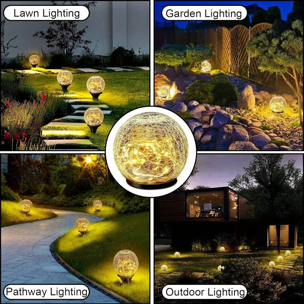 Solar Cracked-Glass Globe Lights