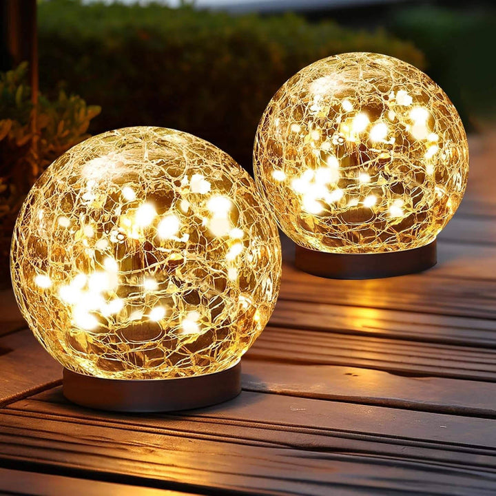 Solar Cracked-Glass Globe Lights
