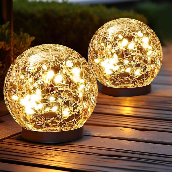 Solar Cracked-Glass Globe Lights
