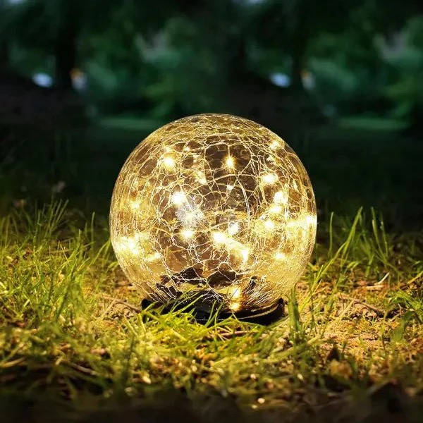 Solar Cracked-Glass Globe Lights